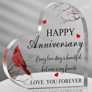 Yulejo Happy Anniversary Cardinal Gift for Women, Anniversary Acrylic Gifts for Her Him Couple Wife 
