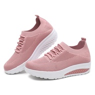 [CODE Barang 514PHI] [Wholesale] SEVEN_DAY SHOES Knitting WEDGES Women SPORT IMPORT CASUAL SPORT SHOES PINK FZ-022 Dont SKIP