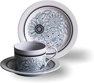 Awasaka Antico Flower Bouquet Tea Time Set, Cake Plate: Ο7.9 x 1.0 inches (200 x 25 mm), Cup: Ο3.3 x