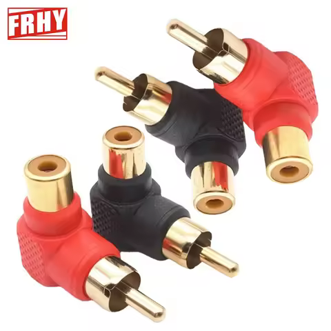 4PCS 90° RCA Male to Female Right Angle Adapters Gold-Plated Brass Elbow Connectors for Audio Video 