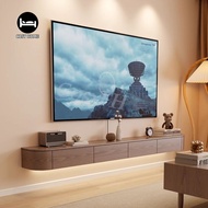 CosyFH Suspended Rock Panel TV Cabinet Living Room Household Solid Wood TV Console Simple Hanging Storage Cabinet