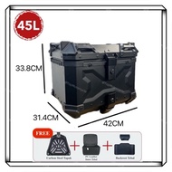 TopMotor Jet Black Aluminium Motor Box 36L 45L 55L 65L Premium Top Box Storage Trunk Motorbox Motorc