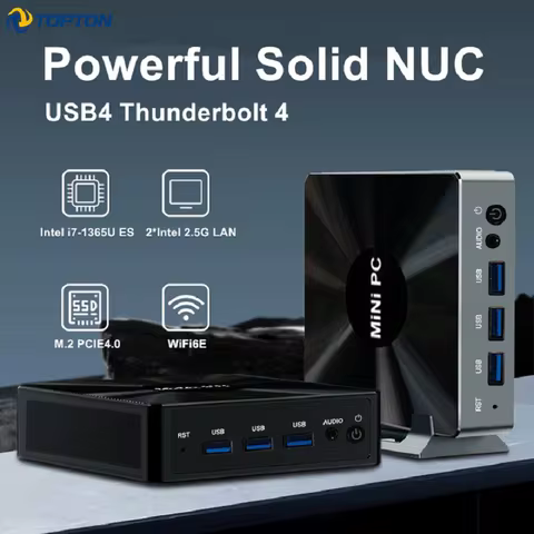 Topton Metal Mini PC Gamer Nuc Intel i7 1365U ES 10 Cores Thunderbolt 4 2*DDR5 PC 2*2.5G LAN Windows