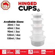 Hinged Cup Sauce Cup with lid Microwaveable 50pcs per pack container takeout 1oz 2oz 3oz 4oz 5oz
