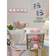 Light Luxury Color Ball Desktop Amine Cosmetic Bowknot Pen Holder Gold Transparent High-Value Storag