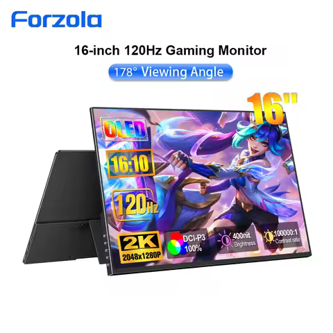 FORZOLA 16" OLED Portable Monitor 2K 100% DCI-P3 120hz HDMI Computer Gaming Display External Second 