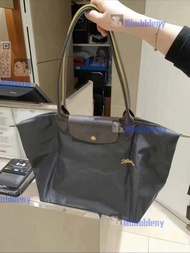 Longchamp 龍驤包石墨灰大號餃子包70周年款刺繡款龍驤包中大號長柄