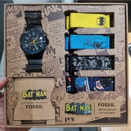 [NEW] FOSSIL Limited Edition Batman Heritage Led Black Stainless Steel Watch Set LE1129SET