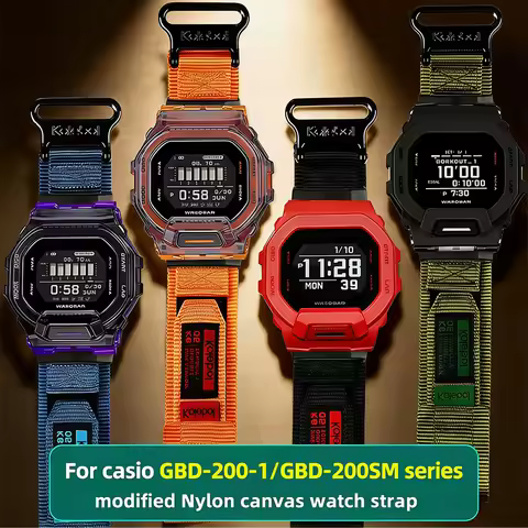 GBD200 Nylon Canvas Watch Band Strap for Casio G-SHOCK GBD-200-1/2/9 GBD-200SM Series Sport Mod Repl