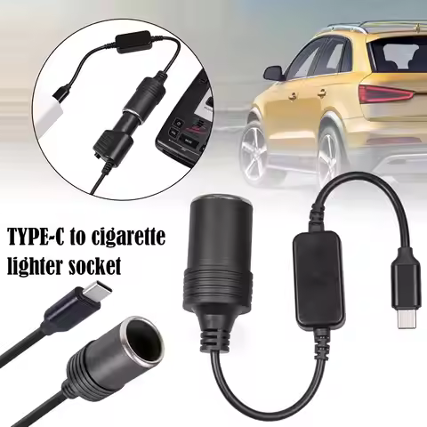 USB C Type C to 12V Car Cigarette Lighter Socket Female Converter Adapter Cord for Car Cigarette Lig
