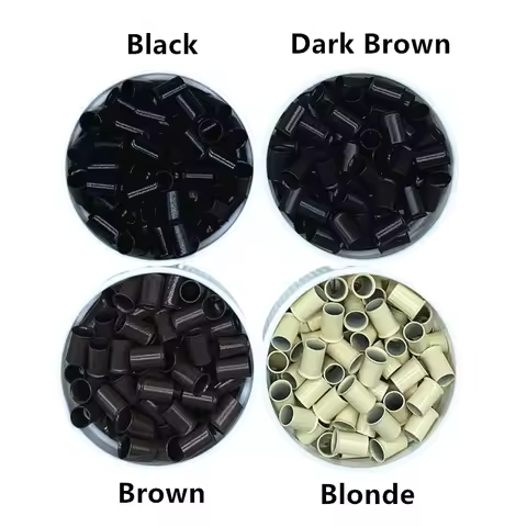 500 Pcs Flare Euro Lock Copper Tubes Micro Rings Links Beads for I-Tip Human Hair Extensions 4.0x6.0