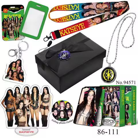 Katseye Kpop Tour Merchandise Gift Box Contains Lomo Cards Acrylic Keychain Acrylic Stand Necklace L