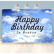 Happy Birthday in Heaven Backdrop Funeral Memorial Flags Celebration of Life Decoration Funeral Them