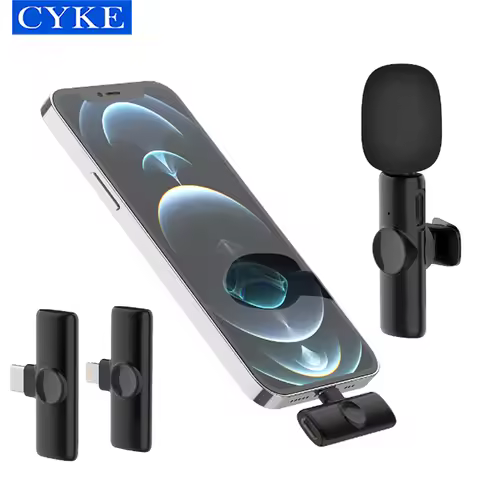 CYKE 2.4g Dual Tie Clip Collar Lapel Mic Type C Lavalier Wireless Microphone For Android Cell Mobile