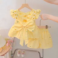 Live Supply Baby Girl Sweet Flying Sleeve Top Shorts Two-Piece Set Children 20266.7