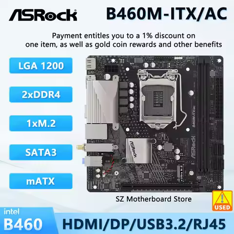 ASROCK B460M-ITX/AC Motherboard M-ITX Intel B460 LGA 1200 Support Intel I5/I7/I9/I3 10400 10700 1090
