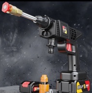 多用途無線洗車噴霧槍 高壓清潔水槍套裝 純銅機芯 三種噴嘴 德國原料 附兩枚鋰電池 10L可摺水桶