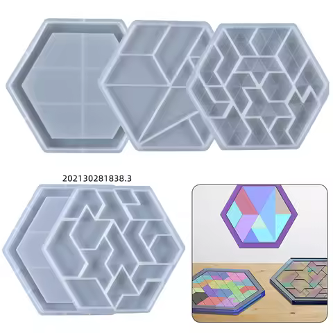 DIY Crystal Epoxy Silicone Mold Irregular Hexagonal Puzzle Home Ornaments Game Puzzle Silicone Mould
