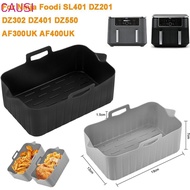 CAUSI Air Fryer Baking Tray, Rectangle Reusable Air Fryer Basket, Silicone Air Fryer Mold Tray for N
