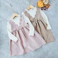 斯文裙 面試連身裙 girl 女童 面試小學 賀年裙 新年裙 dress 連衣裙 長袖 冷裙 primary school 中學 小朋友 幼稚園 幼兒 幼兒園 white coat 白色外套 白色 純