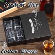 1 Set 4pcs 60ml/2oz Personalized Whiskey Glasses Set With Gift Box,Permanent Laser Engraving - Fade-