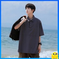 t shirt lelaki berkolar baju t shirt lelaki berkolar Ais sutera baju polo lengan pendek jenama fesyen nipis musim panas lelaki longgar lapel T-shirt trend lelaki serba boleh kasual atas