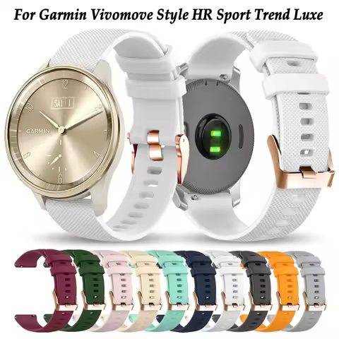 20mm Silicone Watch Strap For Garmin Vivomove Style HR Sport Trend Luxe Sport Band Smartwatch Wristb