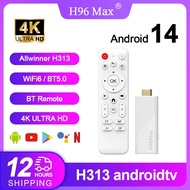 H96 MAX H313 Android14 mini smart TV stick 4K@60fps Quad Core Wifi6 BT5.0 Google Voice Assistant sma