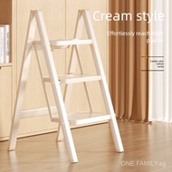 Ladder Foldable And Thickened White With Enlarged Steps Entrance Ladder Step Stool 3/4 Steps