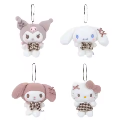 Sanrio Mocha Series Plush Keychain Cinnamoroll Kuromi Plushie Melody Bag Pendant Hello Kitty Stuff A