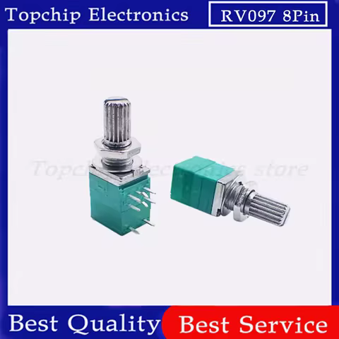 5pcs RV097NS 8pin B 10K 50K 100K RV097 RK097NS single linked potentiometer with switch audio shaft 1