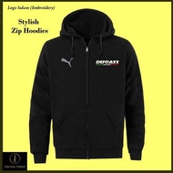 FULL Zipper Hoodie Jacket Ducati WILD CAT Racing Team Bike Classic Sportswear Streetwear Sulam -Embroidery