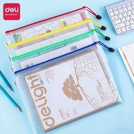 fail buku sekolah a4 a4 zipper bag Deli 5654 beg zip beg dokumen beg plastik kalis air telus a4 beg 