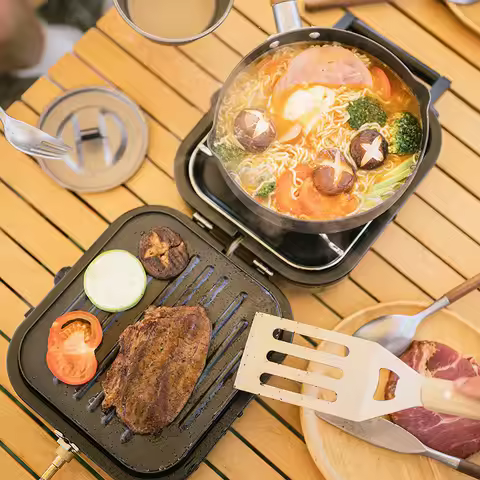 Naturehike PHANTOM Folding Gas Stove Picnic Camping Portable Two-Burner Cooking Stove with Non-Stick