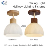 Downlight Entrance Hall Corridor Small Area Dark Wood Light Wood Glass E27 Bulb Ceiling Light