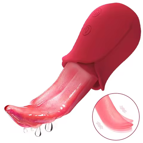 Realistic Rose Tongue Licking Vibrators G Spot Clitoris Nipple Vagina Stimulator Massager Masturbati