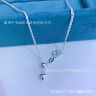 Women Sterling Silver 999 Chopin Chain Free Girlfriend Plain Chain Pull Heart Pure Silver Clavicle C