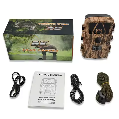 PR801W WIFI 8K 60MP Digital Trail Camera Wildlife Farm Monitoring with Night Vision Motion Activated