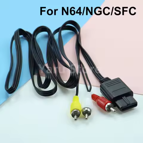 For N64/GameCube 1.8M 6FT Accessories For Nintendo 64/NGC/SFC AV Audio Video A/V TV Cable Cord Wire 