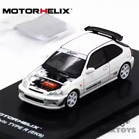 MOTORHELIX 1:64 Civic TYPE R (EK9) j's Racing White Diecast Model Car