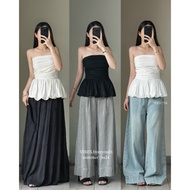 PLEATED SILK LINEN TUBE SHIRT_AV1892 tube top