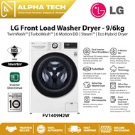 LG 9/6kg Front Load Washer Dryer with AI Direct Drive™ FV1409H2W - Steam+™ | TurboWash™ 360° | TwinW