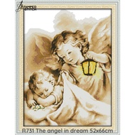 Stamped to Stitch* R731 Angel in Dream, 52x66cm, 11CT Aida Printed Fabric Cross Stitch COMPLET