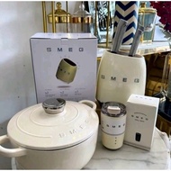 Full Set SMEG Collection Cast Iron Pot with Knife set Free Smeg Thermos Tumbler Ready Stock