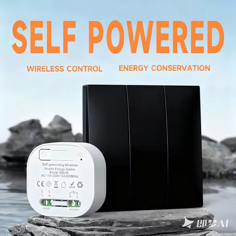 No Battery IP44 RF433 Smart Wireless Switch 1/2/3 Gang 86 Panel Waterproof AC 110v-250v Light Black 