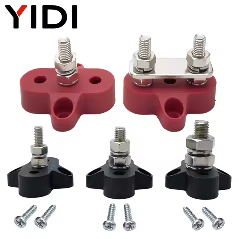 1 Set Red Balck Heavy Duty Battery Power Distribution Junction Terminal Block Studs M6/M8/M10 Bus Ba