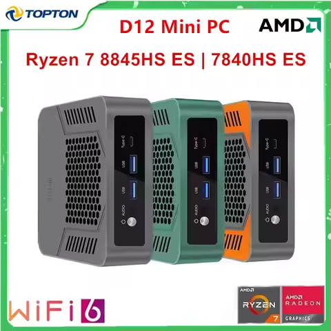 NEW Topton Solid Gaming Mini PC AMD Ryzen 5 7640HS ES R7 6800H ES USB4.0 Dual LAN 2xDDR5 Windows 11 