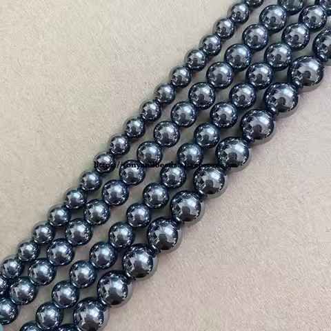 Genuine Natural AA Quality Dark Silver Color Terahertz Stone Round Loose Beads 4 6 8 10mm Pick Size 