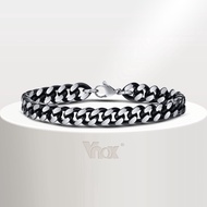 Thick black stainless steel chain bracelet, punk rock, men's fashion jewelry.