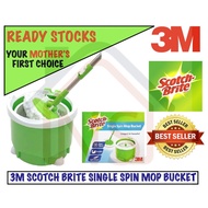 3M Scotch Brite Single Spin Mop Bucket Set/ Full Microfiber Mop/ Household Mop Set